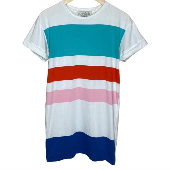 Etre Cecile Striped Color Block T-Shirt Dress Size Small - Picture 2 of 8